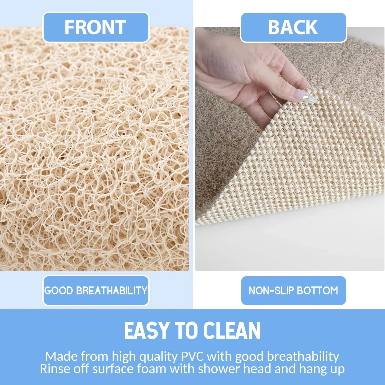 50x80cm Non-Slip Shower Mat – Drainable & Washable Bath Mat
