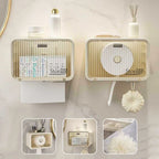 Wall-Mounted Transparent Waterproof Tissue Box Toilet & Bathroom Roll Paper Organizer