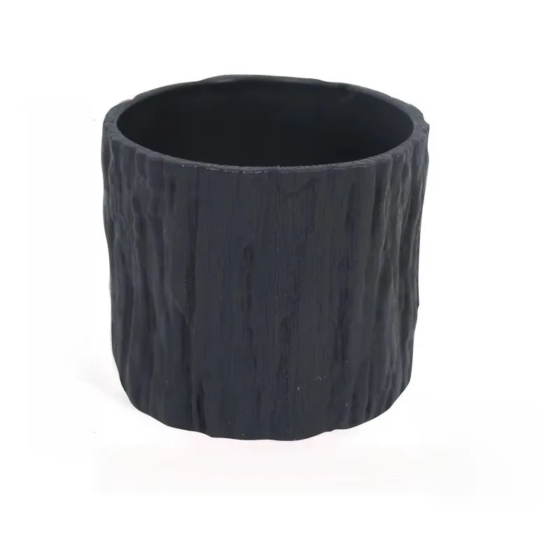 Mini Plastic Flower Pots Imitating Tree Bark