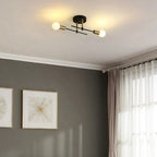 Vintage 2-Light Iron Ceiling Light – Black E27 Surface Mount