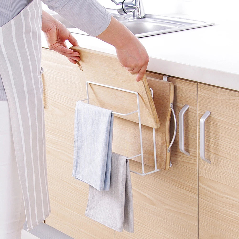 Metal Kitchen Cutting Board & Lid Organizer – Wall-Mounted Rack