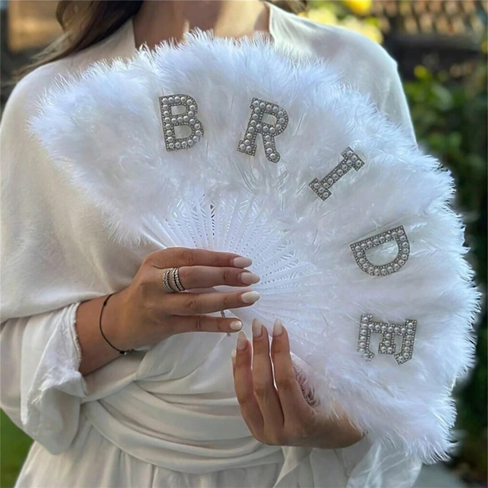 Elegant Bridal Feather Fan Wedding Party Accessory Decorative Fan