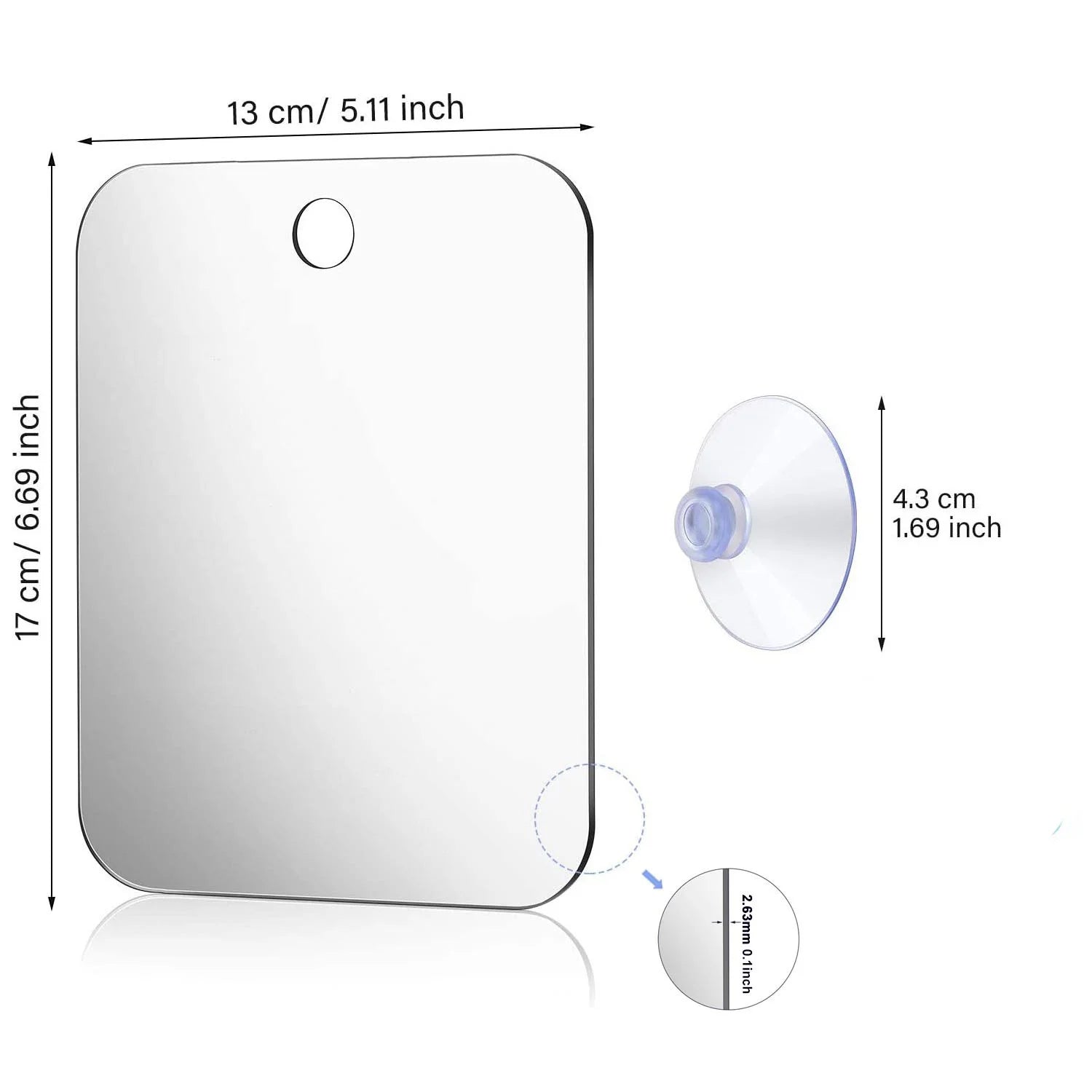Acrylic Shower Mirror for Shaving & Makeup – Portable Bathroom Travel Mirror