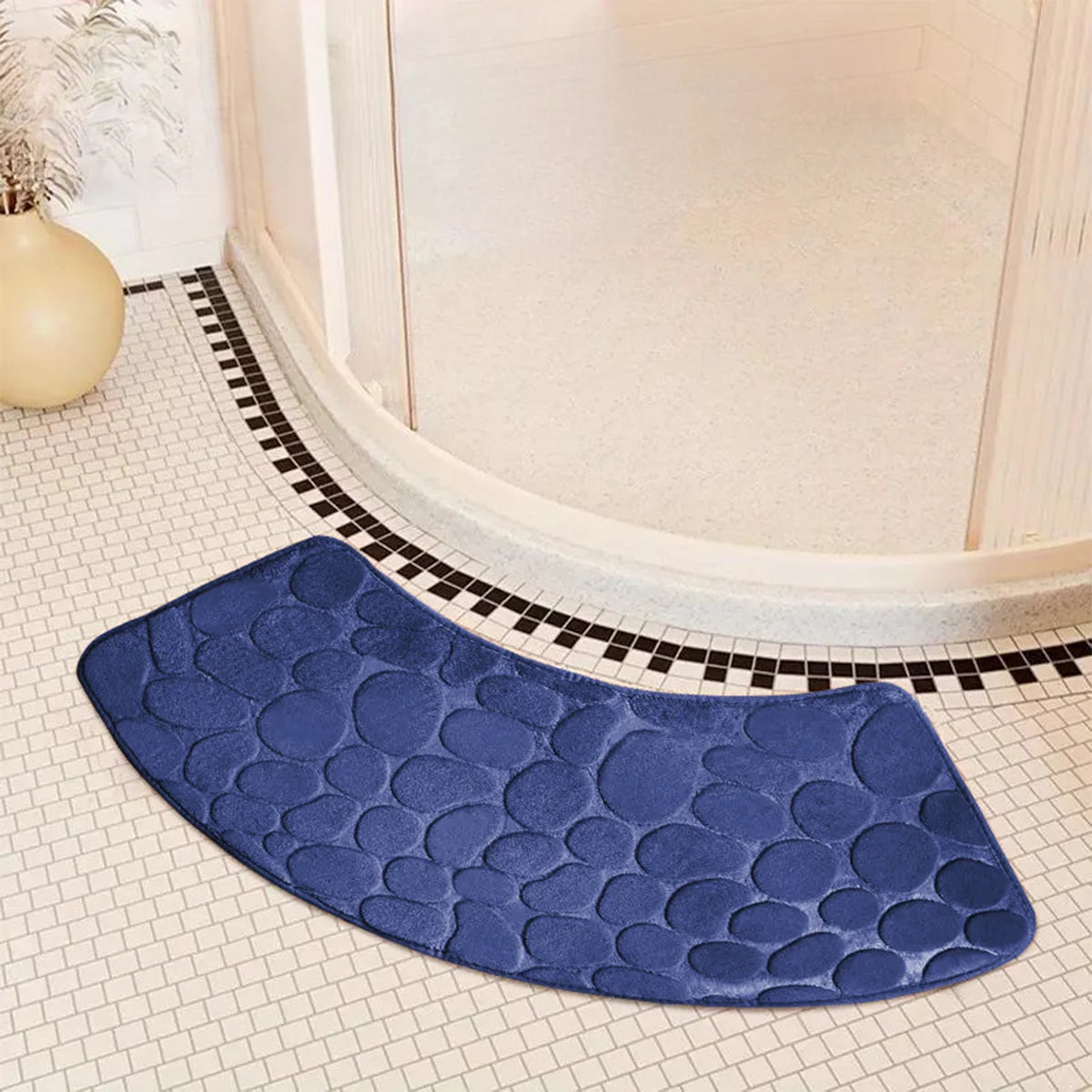 Curved Thickened Bathroom Mat – Absorbent Non-Slip Shower & Toilet Floor Mat