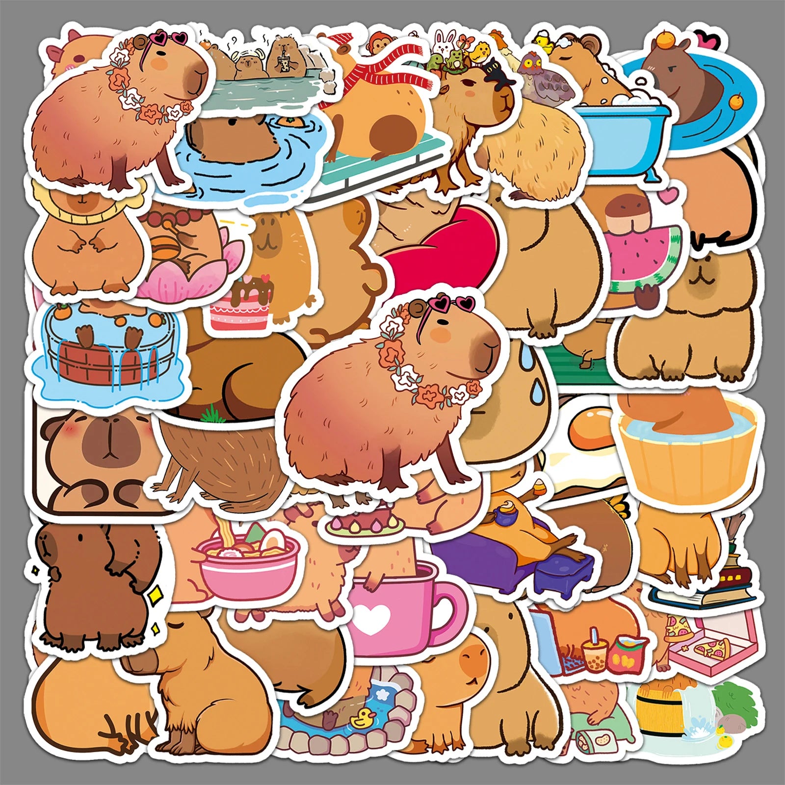 Cute Cartoon Animal Paper Stickers – 50-Pack Waterproof Decals