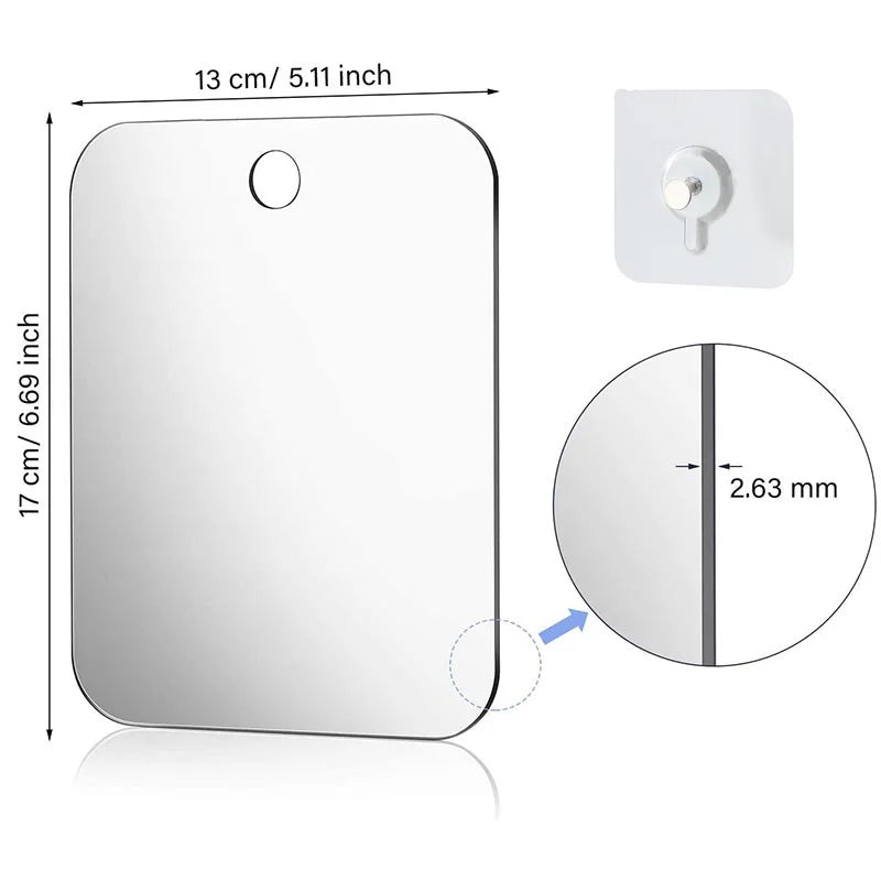 Acrylic Shower Mirror for Shaving & Makeup – Portable Bathroom Travel Mirror
