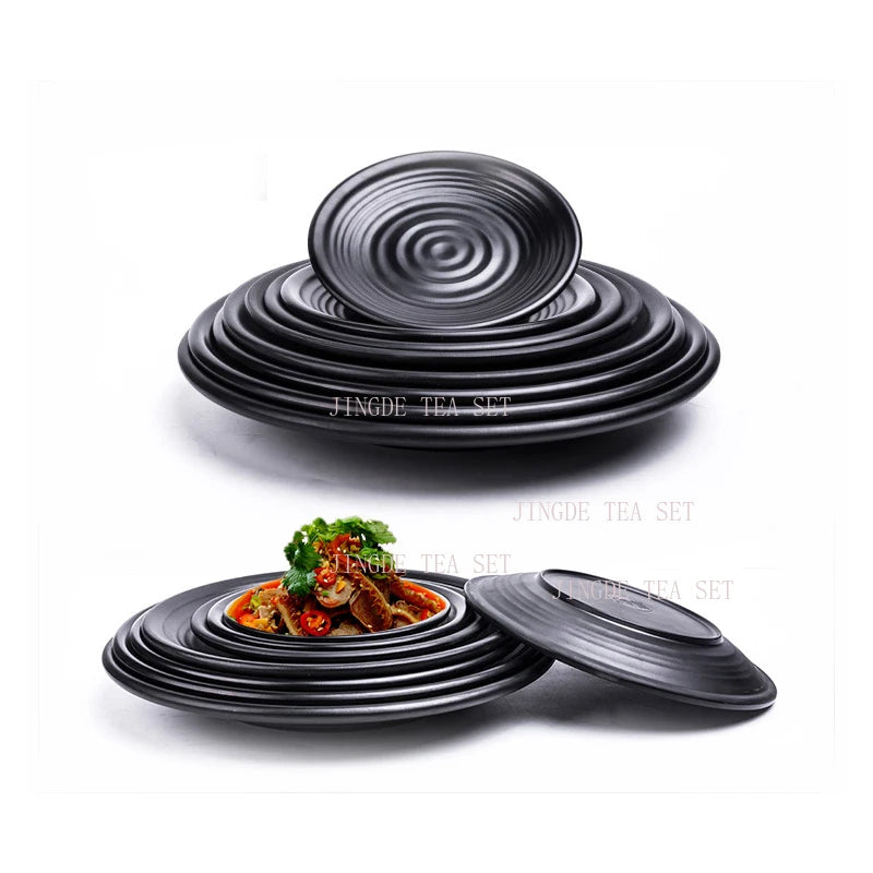 CERAMICS Round Plastic Plate – Solid Color Durable Tableware