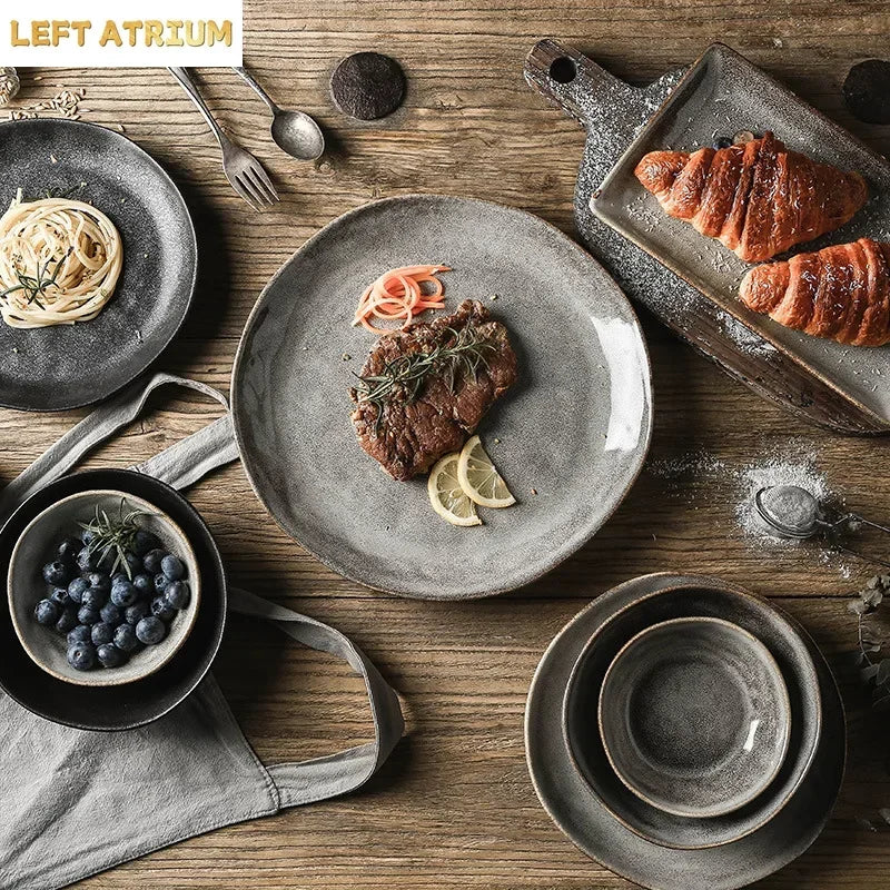 Japanese Irregular Ceramic Plate – Solid Color Dinnerware for Home Use
