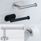 Black Stainless Steel Toilet Paper Holder Self-Adhesive Bathroom Tissue Rack