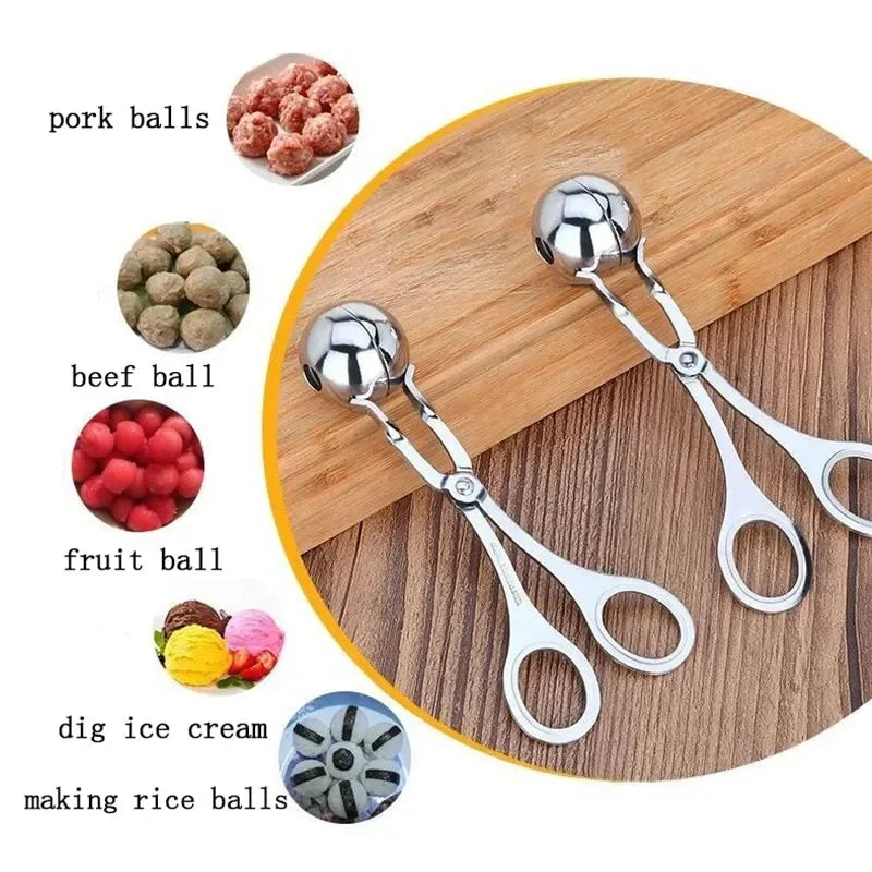 Stainless Steel Meat Baller Tongs – Ergonomic Meatball Maker for Kitchen, BBQ, and Baking