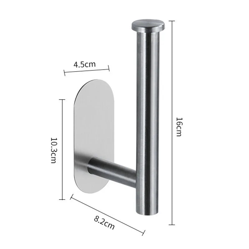 Black Stainless Steel Toilet Paper Holder Self-Adhesive Bathroom Tissue Rack
