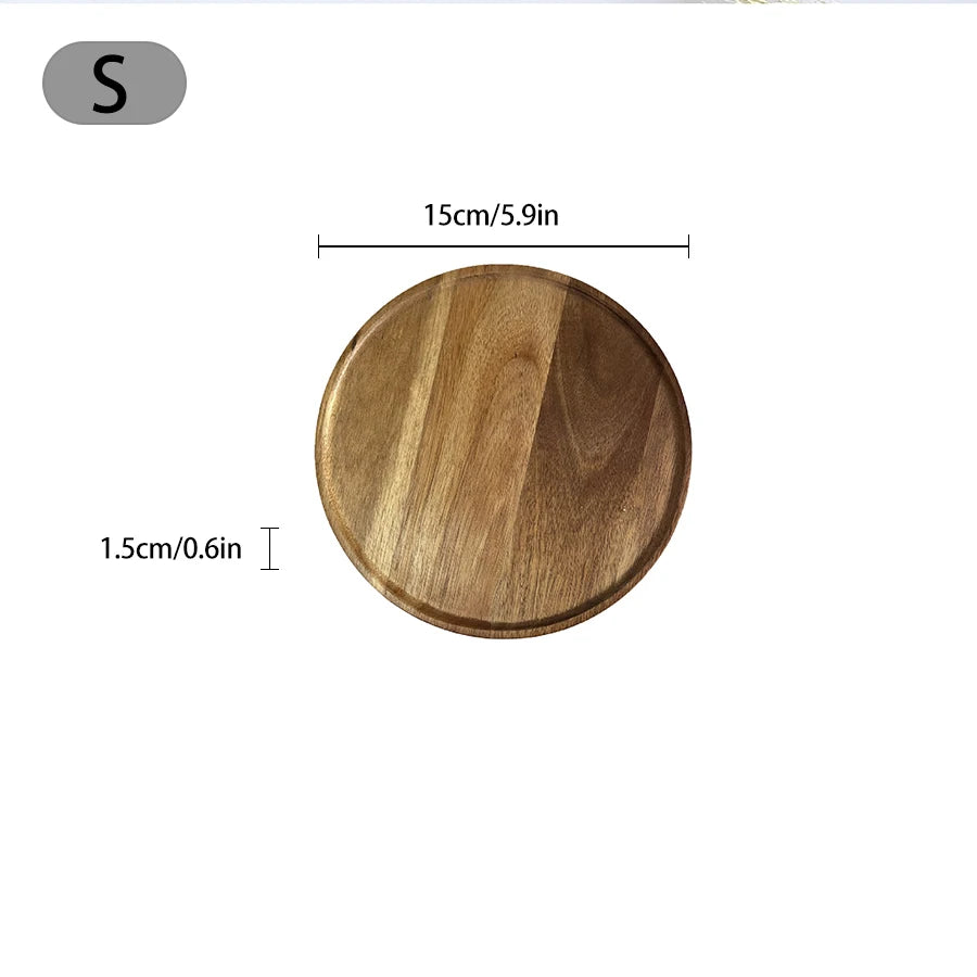 Round Wooden Tray – Eco-Friendly Natural Wood Serving Plate for Kitchen