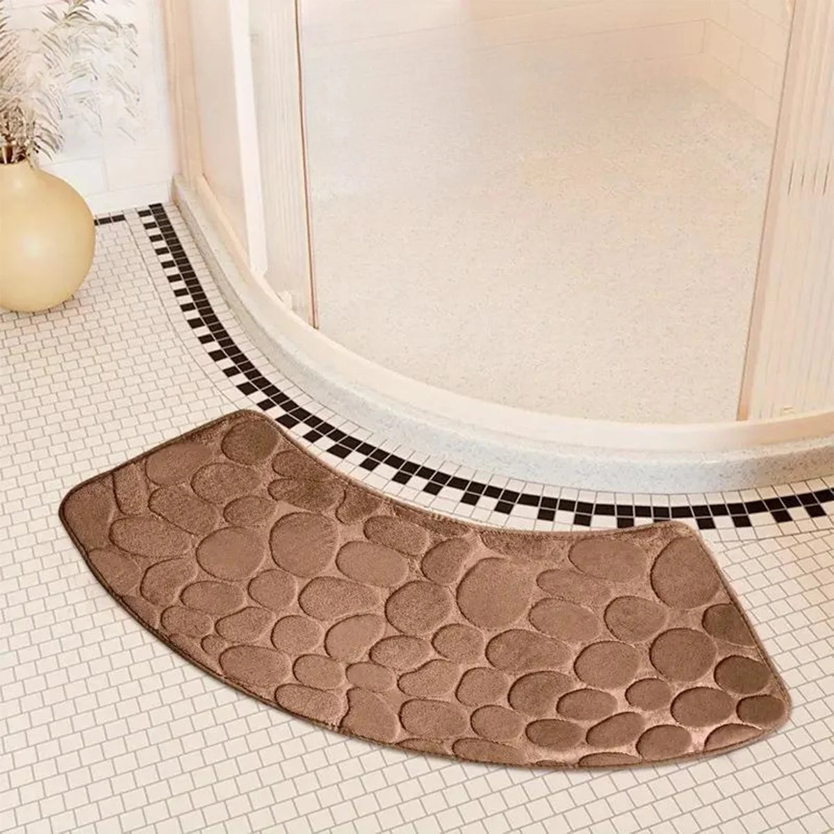 Curved Thickened Bathroom Mat – Absorbent Non-Slip Shower & Toilet Floor Mat