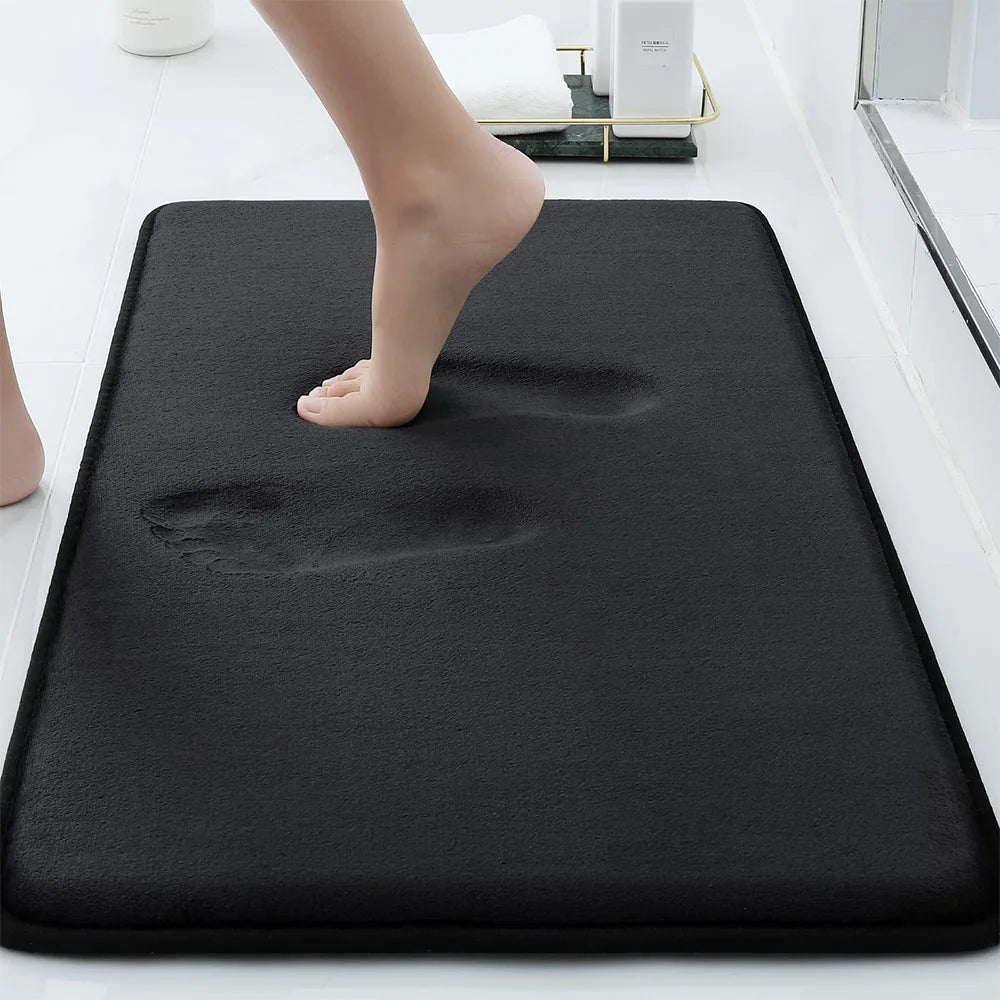 2-Piece Striped Bathroom Mat Set Non-Slip Absorbent Microfiber Floor Rugs Machine Washable