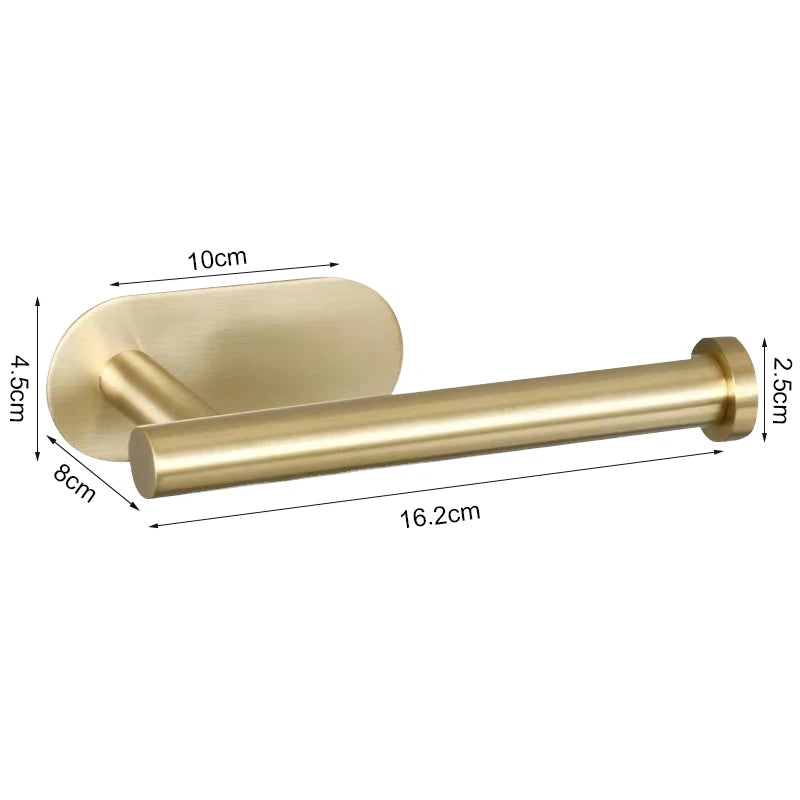 No-Drill Toilet Paper Holder Wall Mount Stainless Steel Easy Install Paper Roll Rack