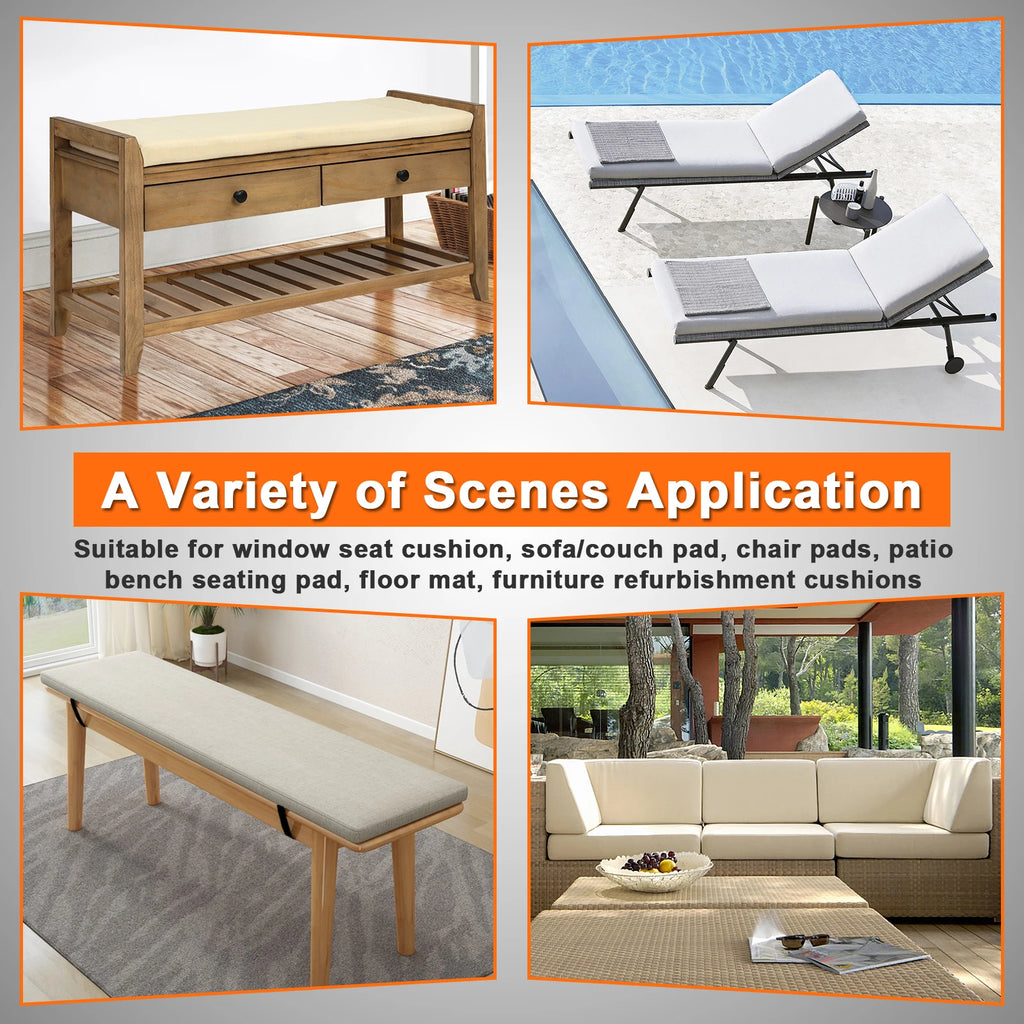 Custom Size Bench Cushion – Removable, Washable Seat Pad for Home Furniture