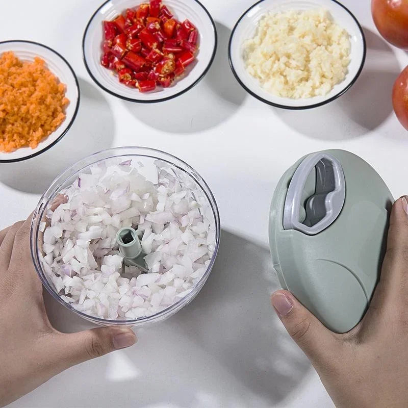 Manual Garlic Press & Vegetable Chopper – Stainless Steel & Plastic