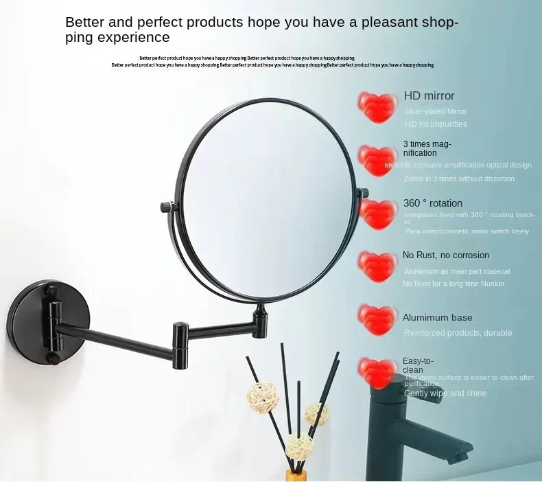 Wall-Mounted Dual-Sided 8-Inch Magnifying Mirror for Makeup and Grooming
