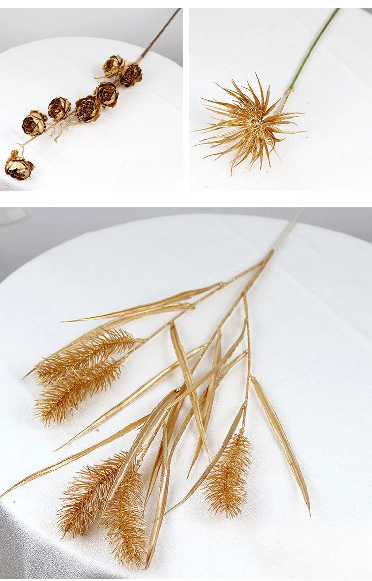 95cm Gold Artificial Eucalyptus & Ginkgo Leaf Plant Decor