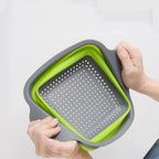 2PCS Silicone Folding Drain Basket – Square & Round Kitchen Strainer