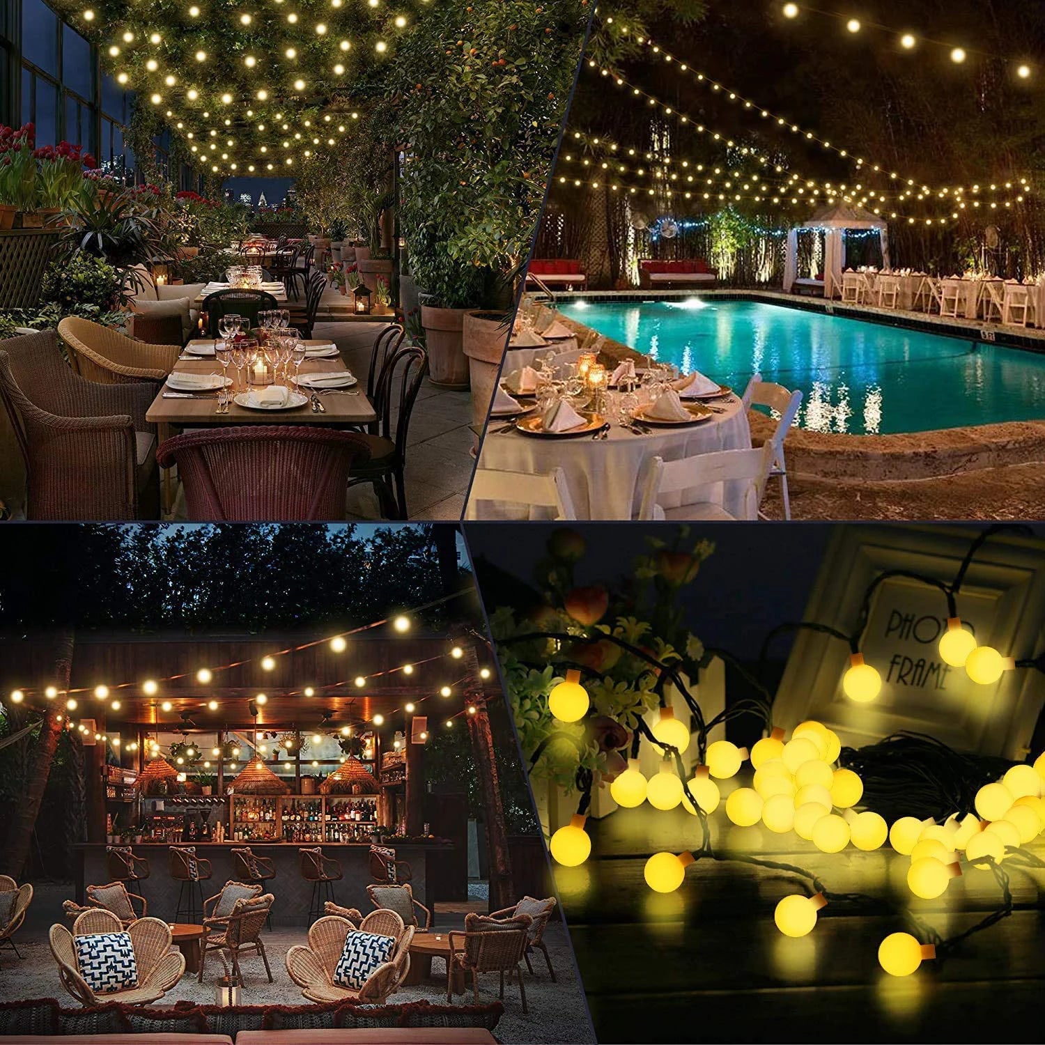 Solar LED Ball String Lights 5M IP65 Waterproof Holiday Decor