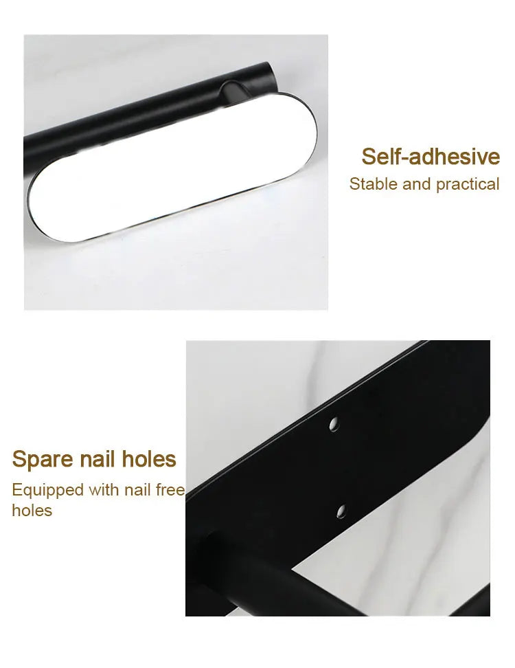 No-Drill Toilet Paper Holder Wall Mount Stainless Steel Easy Install Paper Roll Rack