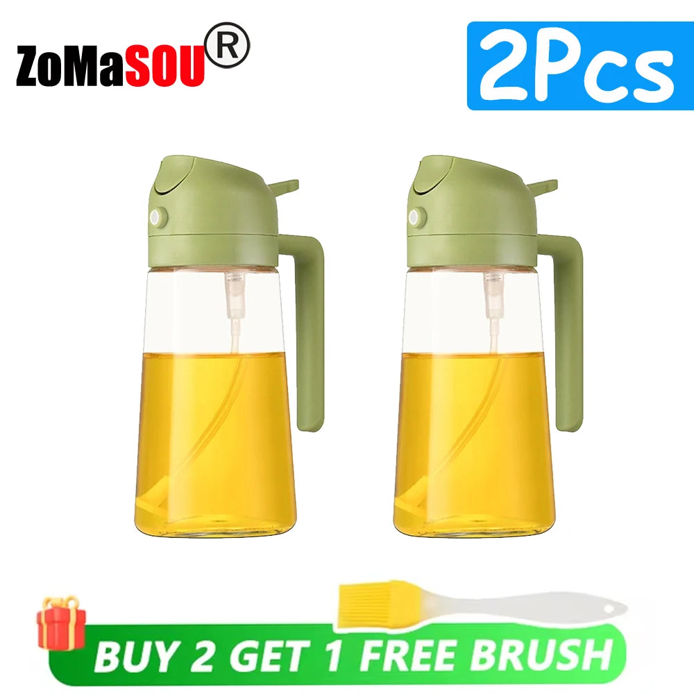 2-in-1 Oil Sprayer & Pourer – Refillable Kitchen Oil Dispenser Bottle