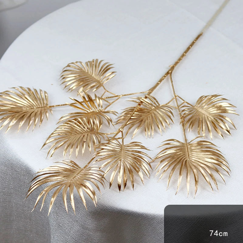 95cm Gold Artificial Eucalyptus & Ginkgo Leaf Plant Decor