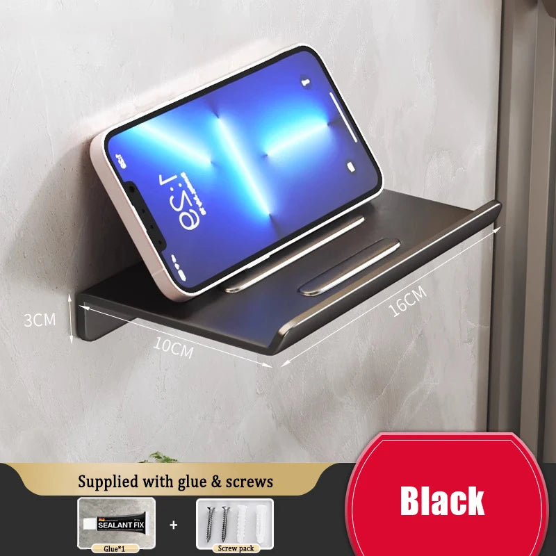 Drill-Free Wall-Mounted Aluminum Toilet Paper Holder Bathroom & Kitchen Tissue Rack