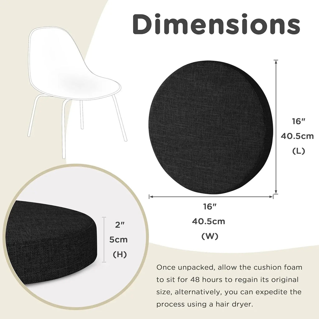 Round Linen Seat Cushion – Breathable PU Foam Pad for Dining & Bar Chairs