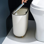 Narrow Press Ring Trash Can with Lid – Bathroom Gap Garbage Bin for Sorting