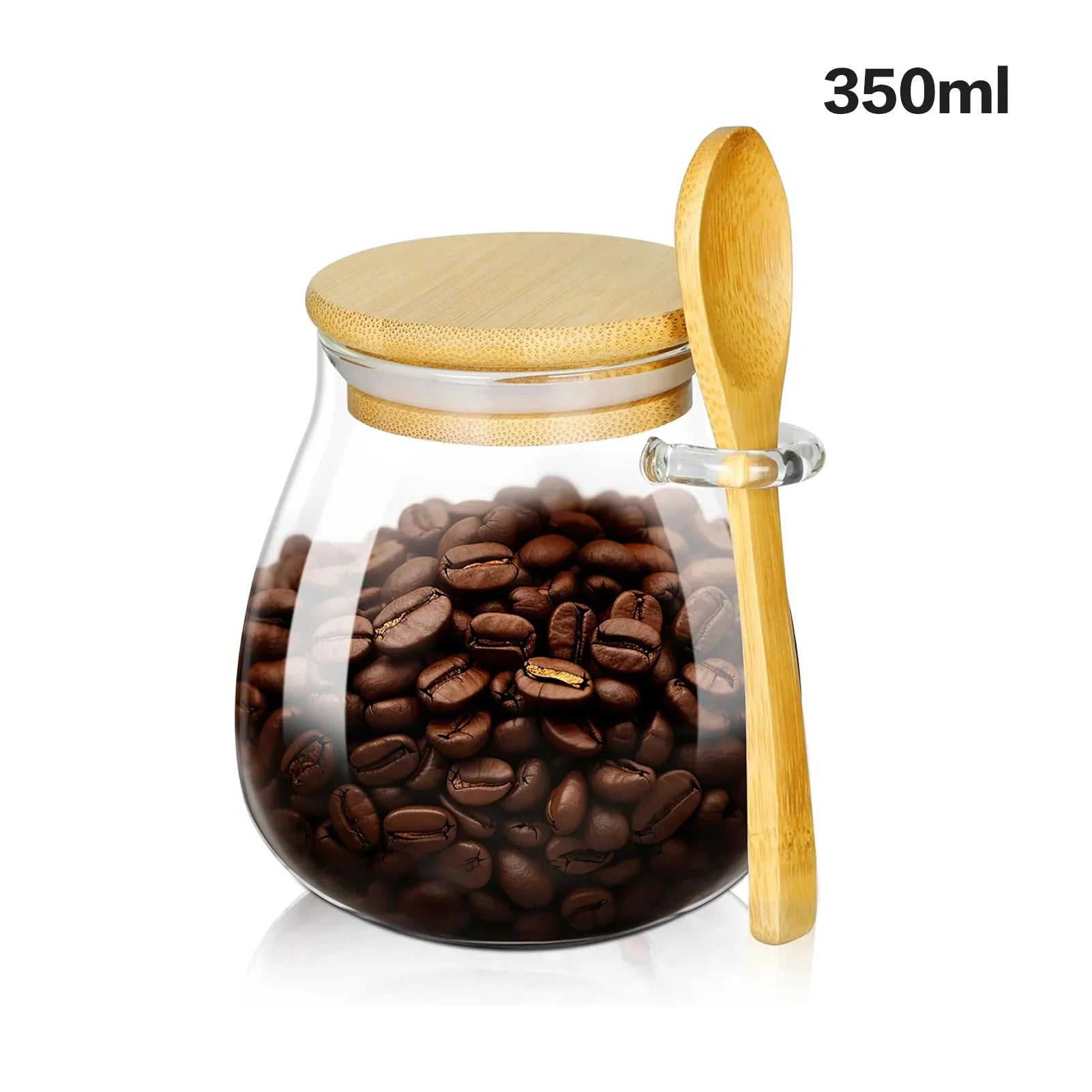 PDQ Glass Pantry Storage Container – Airtight Sugar & Spice Jar with Spoon
