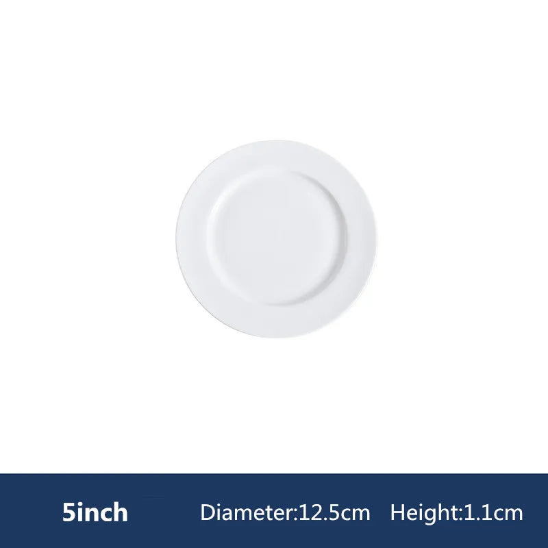 Round Ceramic Plate – Solid Porcelain Tableware for Home & Hotel