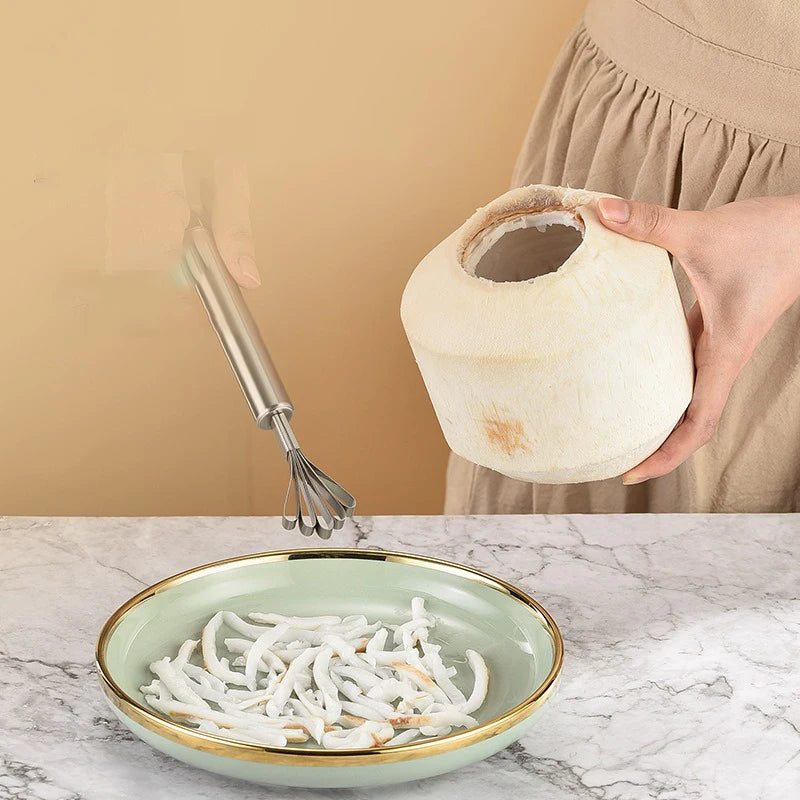 Coconut Opener Tool Set – Stainless Steel Coconut Cutter & Rubber Hammer, Safe & Easy to Use
