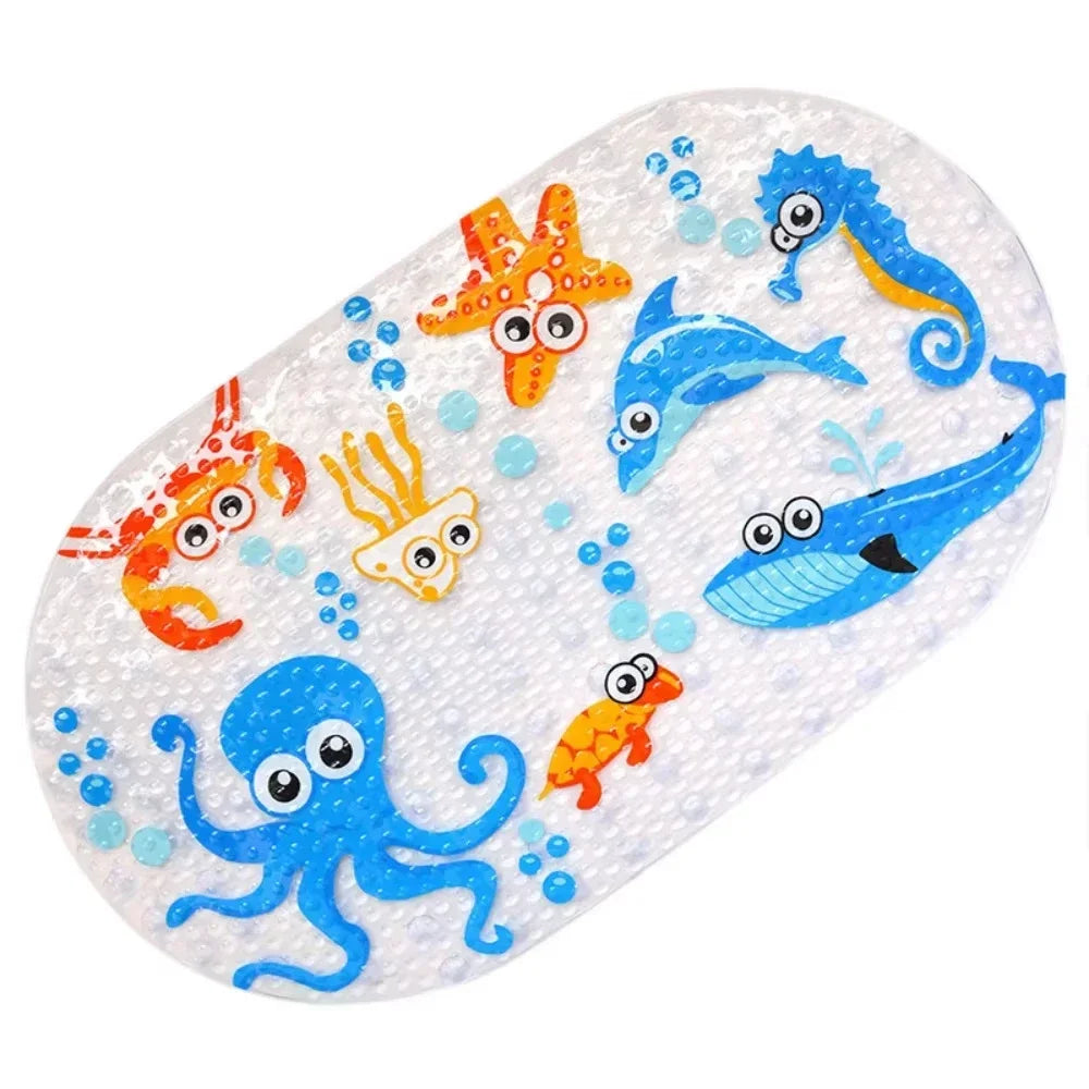 Cartoon Non-Slip PVC Bath Mat with Suction Cups 38x69cm Kid’s Shower Bathtub Rug