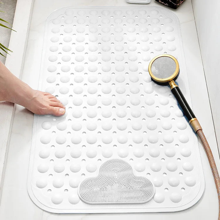 PVC Non-Slip Shower Mat with Suction Cups – Drain Holes Bathtub Rug