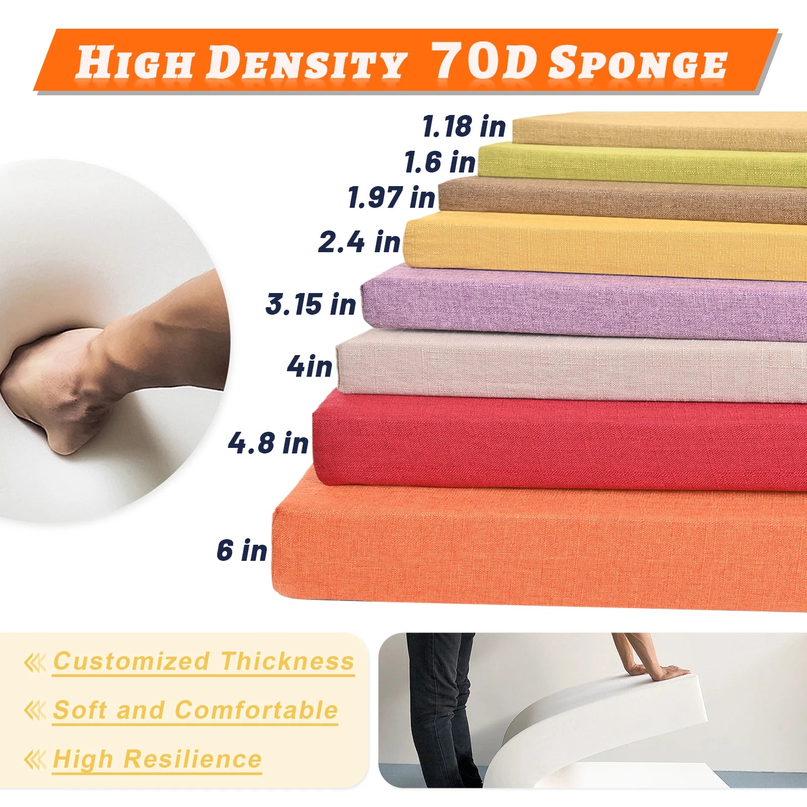 Custom Size Bench Cushion – Removable, Washable Seat Pad for Home Furniture
