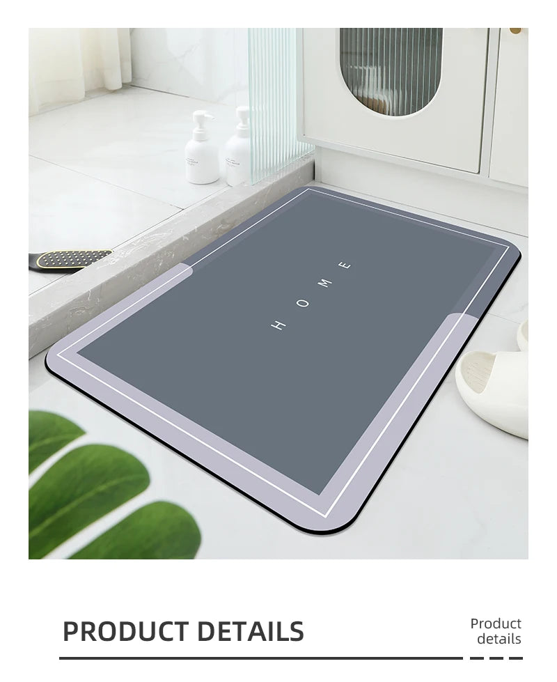 Diatomaceous Mud Bathroom Mat Anti-Slip Absorbent Quick-Dry Floor Rug Door Mat