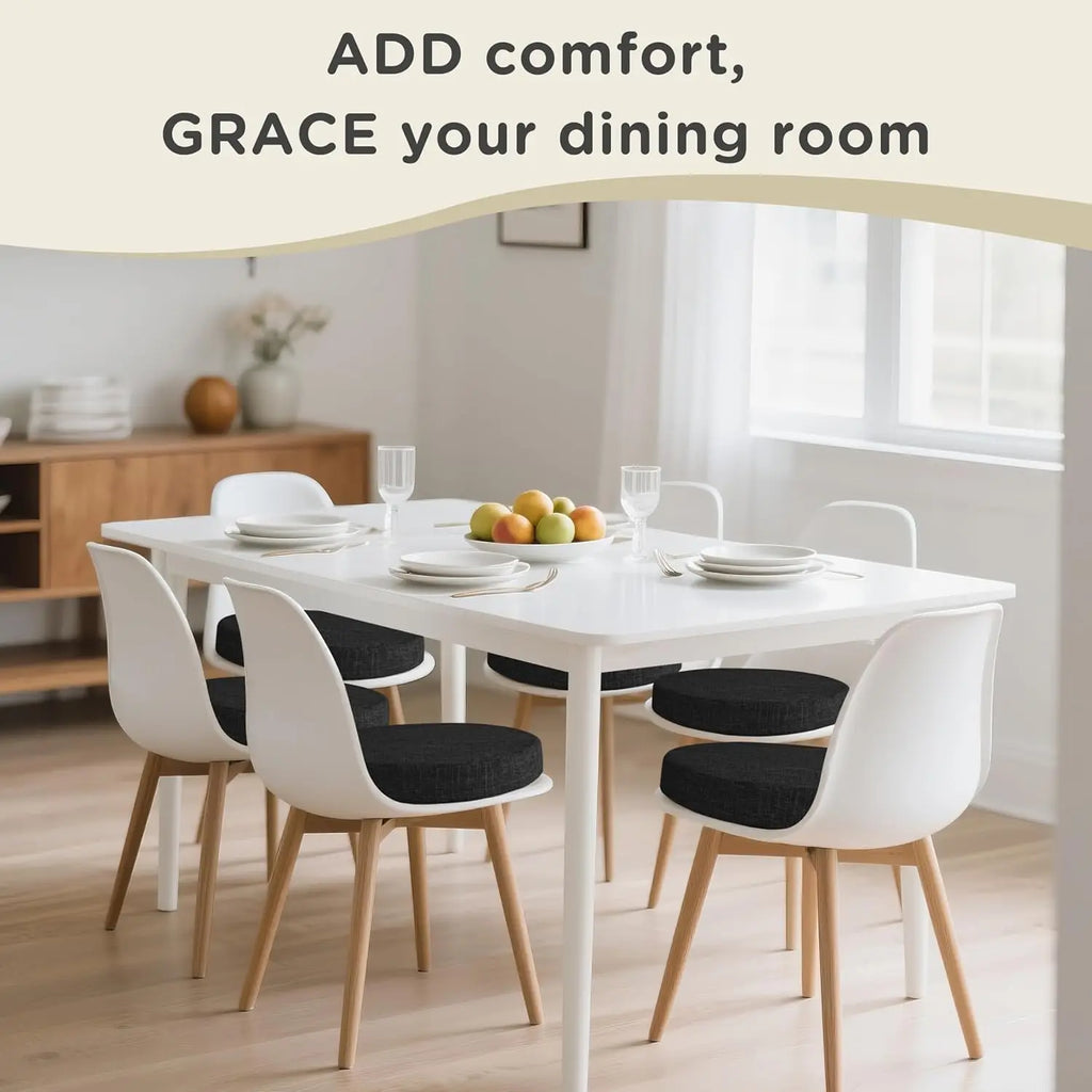 Round Linen Seat Cushion – Breathable PU Foam Pad for Dining & Bar Chairs