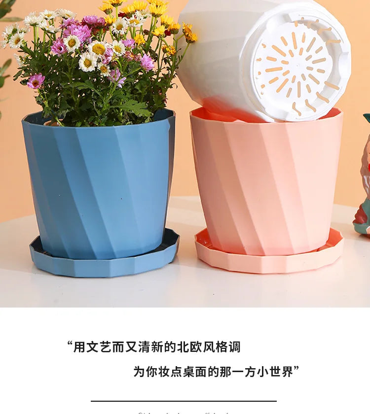 Round Thickened Plastic Flower Pot Set