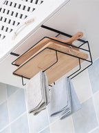 Metal Kitchen Cutting Board & Lid Organizer – Wall-Mounted Rack