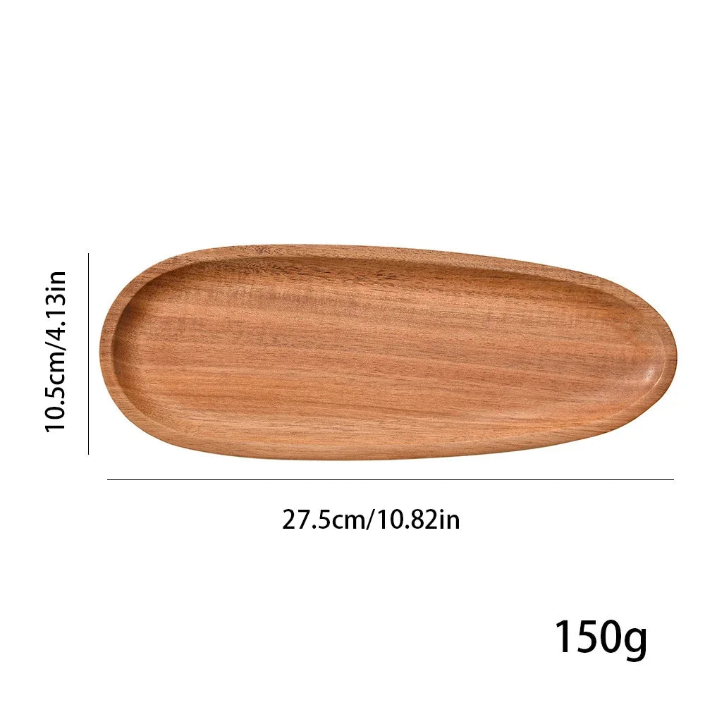 Round Wooden Serving Tray – Natural Wood Craft