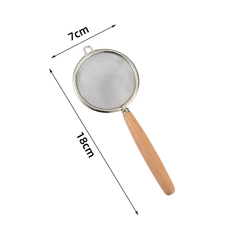 304 Stainless Steel Mesh Filter Spoon with Wooden Handle