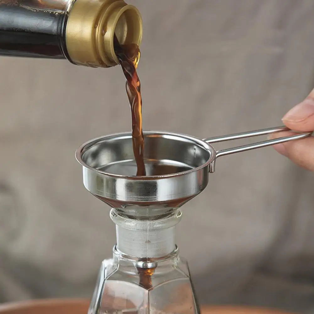 Stainless Steel Mini Funnel – Long Handle Liquid & Powder Pouring Tool