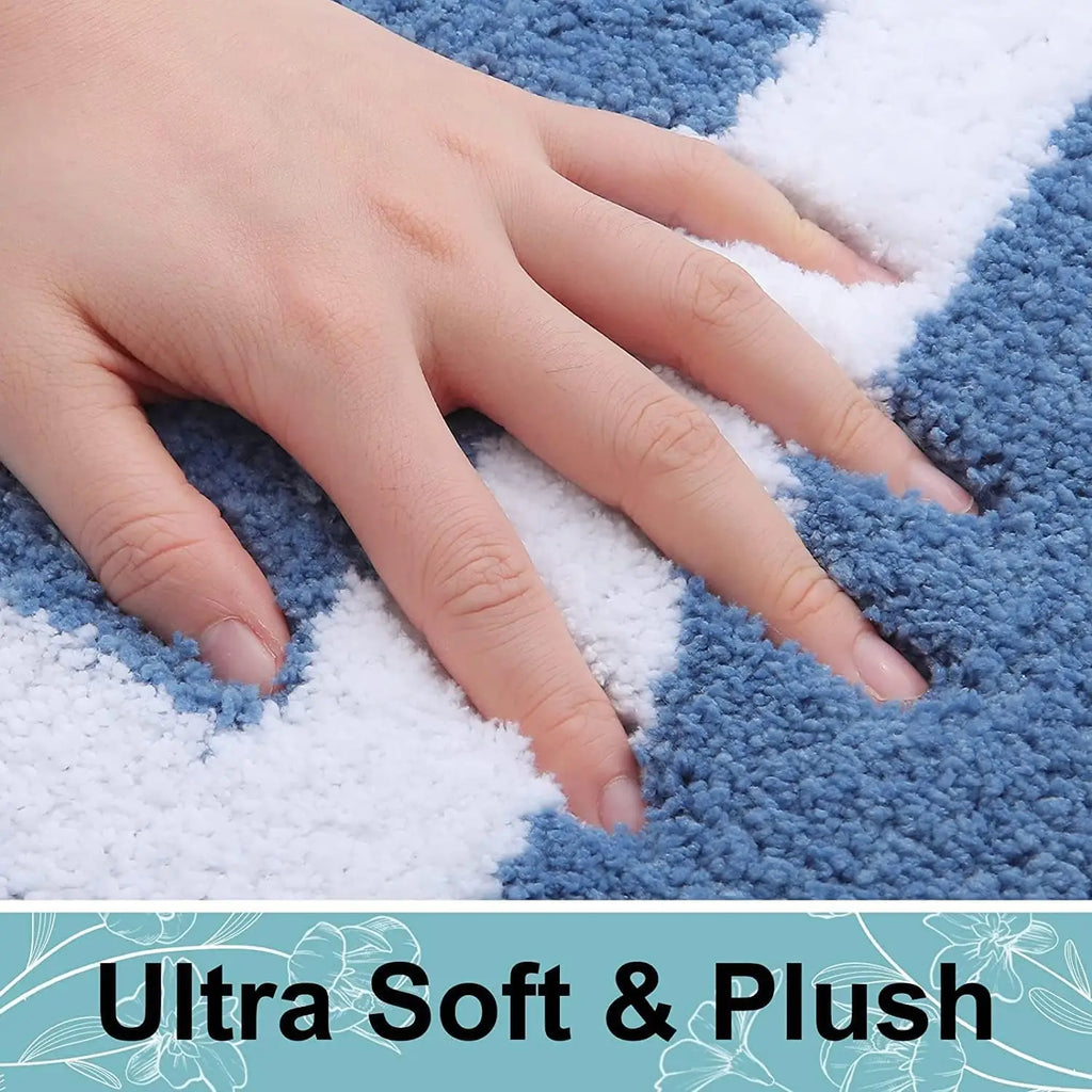 Absorbent Microfiber Bath Mat, Soft Plush Non-Slip Bathroom Rug, Thick Floor Mat for Shower, Toilet & Bedroom