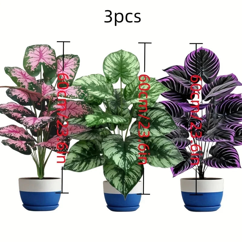 3pcs Large Artificial Green Plant Set – 60cm Bonsai