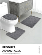 3-Piece Microfiber Bathroom Mat Set Non-Slip Absorbent Floor Rugs Soft and Comfortable