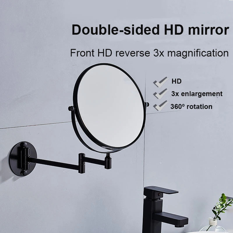 360° Rotating Double-Sided Wall Mirror with 3X Magnification and Flexibility