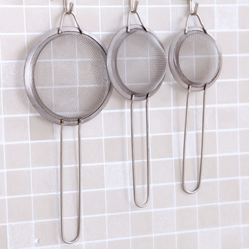3-Piece Stainless Steel Fine Mesh Strainer Set with Handle & Hook – Colander Sifter for Juice, Soy Milk & Kitchen Use