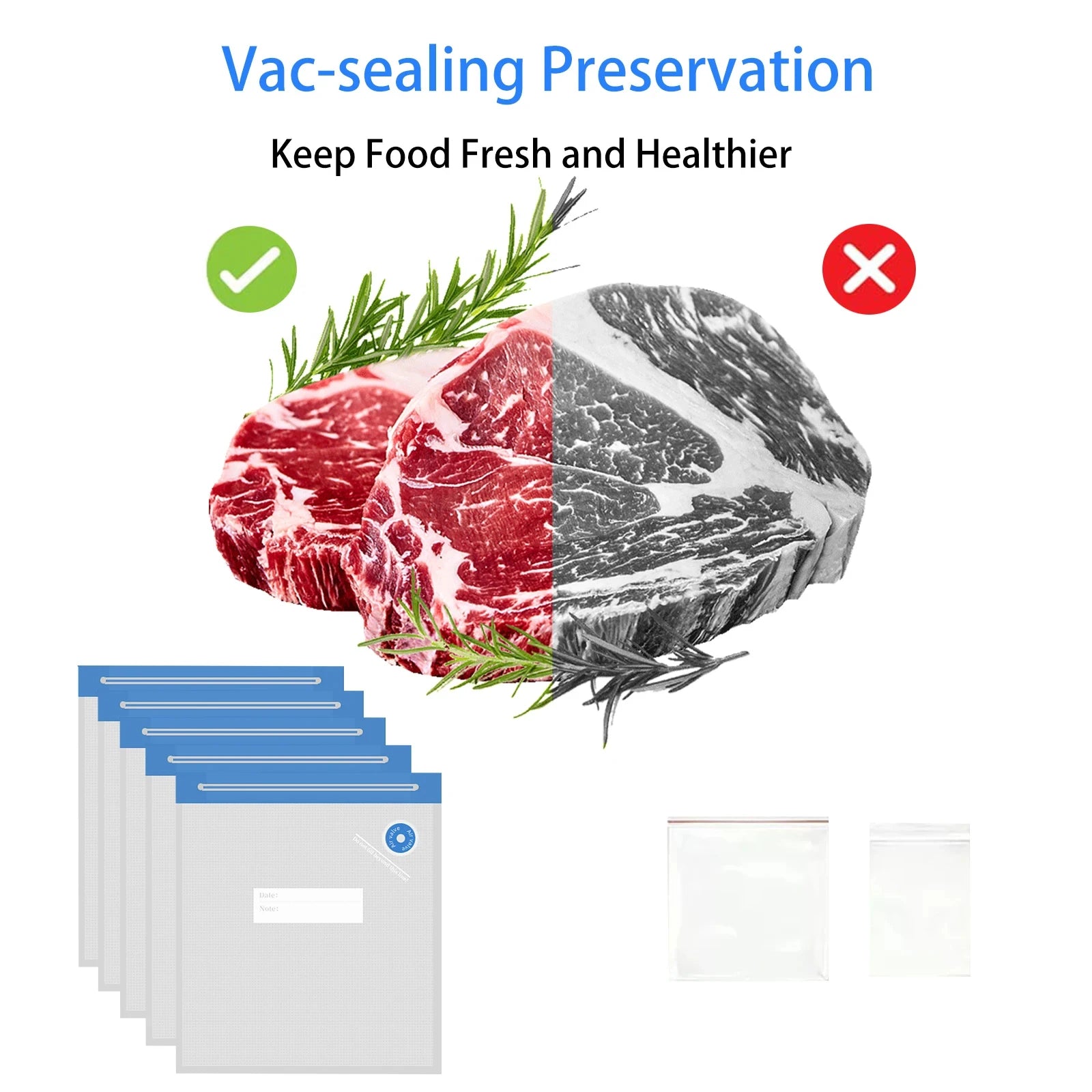 Vacuum Sealer Bags – PA+PE Food Compression Storage Bags for Freezer, Meat, Seafood, Fruits & Vegetables, Sous Vide, Fresh-Keeping Saver